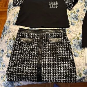 Karl Lagerfeld Black and White Tweed Skirt Set